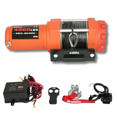 Produktbild von Wyciągarka linowa elektryczna 12v Wciągarka X-BULL HRW4000B 12V 1818 kg lina syntetyczna 10 m, pilot bezprzewodowy i przewodowy, do ATV UTV QUAD pług