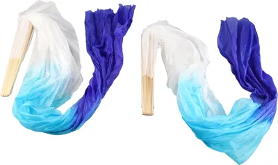 Image de 1 paire de Fan de danse longue Soft Belle danse classique pour l'apprentissage de la performance abdominale 1,5 m Lake Blue et Royal