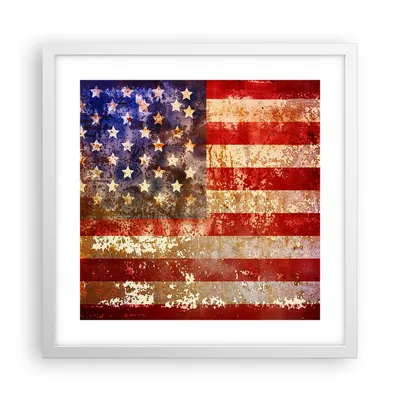 Produktbild von Gerahmtes Poster - Weißer Rahmen - Amerika Flagge national patriotisch - 40x40 cm - Wand Bild - Wanddeko - Wandbilder - Wandposter - Bilderrahmen - Bilder - Kunstdruck - Wandbild - P2WAC40x40-3084