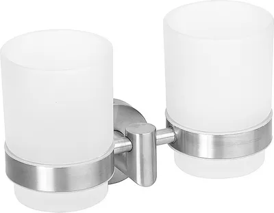 Produktbild von BEO Doppelglashalter mit Glas Edelstahl matt 175x118x90 mm für Bad & WC >> zum Bohren oder Kleben