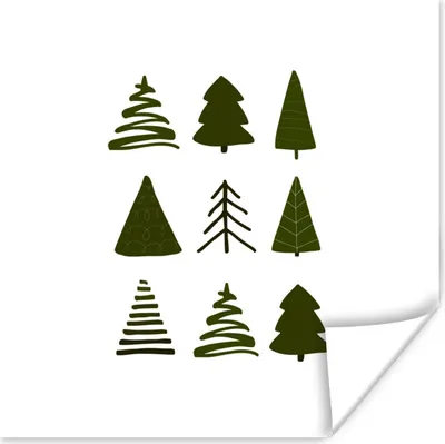 Produktbild von MuchoWow® Poster Weihnachtsbäume - Weiß - Muster 75x75 cm - Wand Dekoration