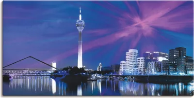 Produktbild von ARTland Leinwandbild Düsseldorf Skyline Abstrakte Collage Größe: 60x30 cm
