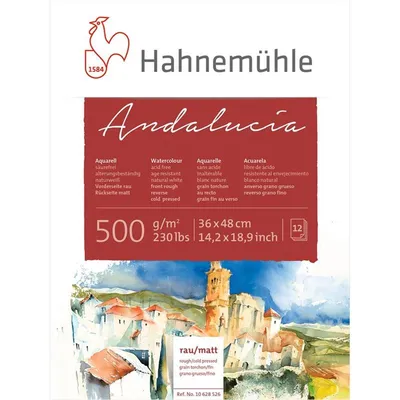 Obrázek produktu pro Hahnemühle Andalucía akvarelový karton - hrubý/matný - 500 g/m² - 36 x 48 cm - 12 listů