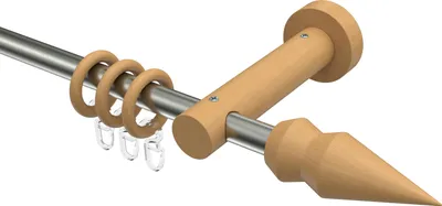 Produktbild von Interdeco Gardinenstange / Vorhangstange Edelstahl / Buche lackiert, Typ Adrian Doman (Doppelkegel), 16 mm Ø 1-läufig, 540 cm