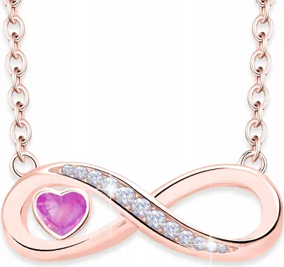Immagine prodotto di Collana con cuore in cristallo placcato oro, cuore infinito, argento 925