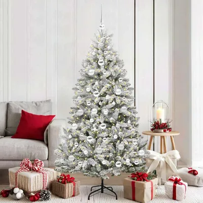 Immagine prodotto di Maison Exclusive - Albero di Natale artificiale verde e bianco, 180 cm, in PVC e metallo