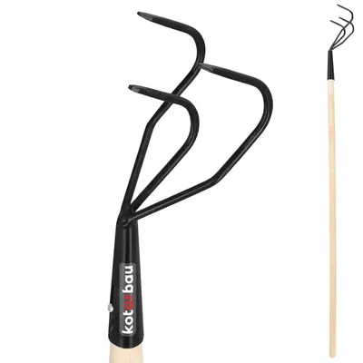 Obrázok produktu pre KOTARBAU® Kultivátor s 3 hrotmi Záhradný kultivátor s drevenou rukoväťou 125 cm