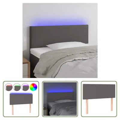 Produktbild von The Living Store LED Kopfteil Grau 100x5x78/88 cm Kunstleder