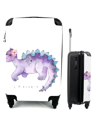 Produktbild von MuchoWow® Koffer Handgepäck Trolley Rollkoffer Kleine Reisekoffer mit 4 Rollen - Dinosaurier - Zitat - Mädchen - Kinder - Rosa - Kind - Cabin Size < 55x40x23 cm & 55x40x20 cm - Kinderkoffer - Kabinenkoffer - Boardgepäck - Reise-Box - Reisekoffer - Reisegepäck - Koffer mit Bild - Trolley für Kinder