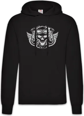 Produktbild von Urban Backwoods Biker Skull I, Herren Hoodie, Farbe: Schwarz, Größe: 4XL