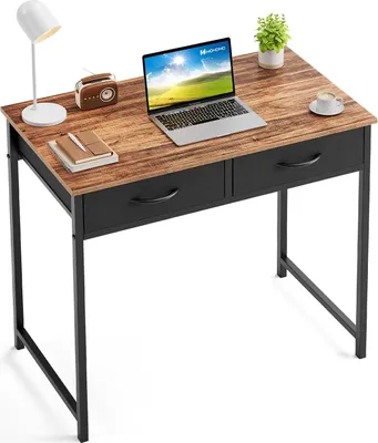 Produktbild von Kleiner Computertisch mit Schubladen - modern und rustikal - 90 cm