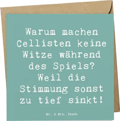 Produktbild von Mr. & Mrs. Panda Glückwunschkarte Spruch Cello Witz Verdorben - Meeresbrise - Geschenk, Grußkarte, Musikinstrument, Orchester, Klappkarte, doppelkarte, Klassische Musik