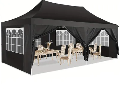Image de Tente de réception - Pavillon - Tente de fête - Tente de jardin - Abri - Pliable - 3,05 x 6,1 m - Parois latérales amovibles