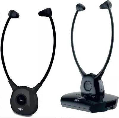 Image de 2 casques tv sans fil stéthoscopiques - Cgv - DOLFINDUO-ONYX -