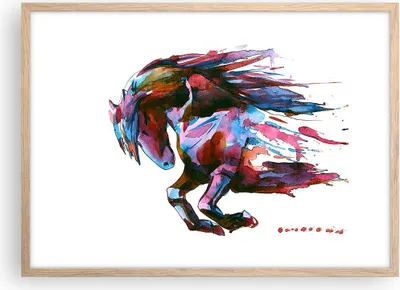 Produktbild von Gerahmtes Poster - Rahmen in heller Eiche - Pferd Eleganz wild Tier - 70x50 cm - Wand Bild - Wanddeko - Wandbilder - Wandposter - Bilderrahmen - Bilder - Kunstdruck - Wandbild - P2NAA70x50-3010