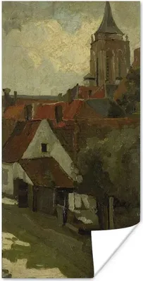 Produktbild von MuchoWow® Poster Der Turm von Gorkum - Gemälde von George Hendrik Breitner 80x160 cm - Kinderzimmer