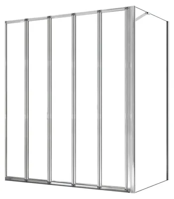Produktbild von Duschspa 120x140cm Badewannenaufsatz 5-teilig Chrom Faltwand 4mm ESG Duschabtrennung mit 60cm Seitewand