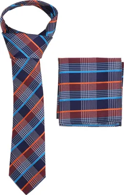 Produktbild von Herren-Krawatten-Set, klassisches Gitter, exquisite Textur, verschleißfeste Herren-Krawatten mit Einstecktuch als Geschenk für Meetings