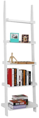 Produktbild von CASARIA® Leiterregal Weiß 180x65cm 5 Ebenen je 10kg Belastbarkeit Holz Groß Deko Blumen Bücher Badezimmer Wohnzimmer Küche Standregal Bücherregal Regal