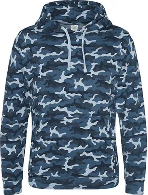 Immagine prodotto di Just Hoods JH014 | Felpa con cappuccio camo da uomo / (WRAP)- - Colore: Blue Camo - Taglia: XS