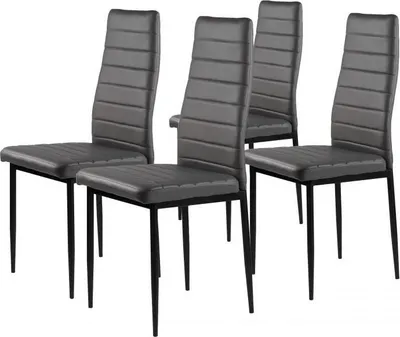 Produktbild von Set mit 4 Stühlen für Wohn- und Esszimmer mit , ergonomischer Rückenlehne, grau