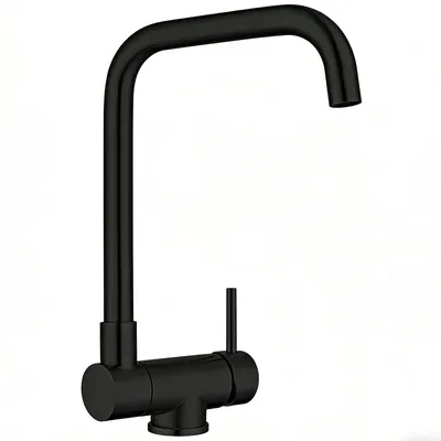 Produktbild von AICA Spültischarmatur Vorfenster Klappbar 180° Wasserhahn Küche 360° Drehbare Küchenarmatur Mischbatterie Schwarz Matt