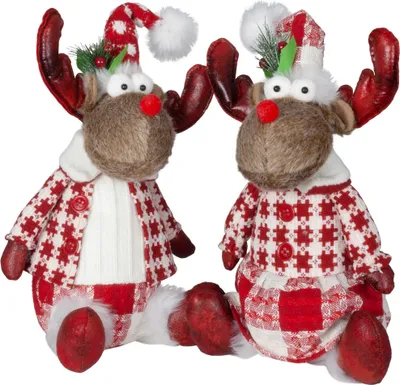 Produktbild von Elch 32cm Pärchen, 2er Set Dekofigur Weihnachten