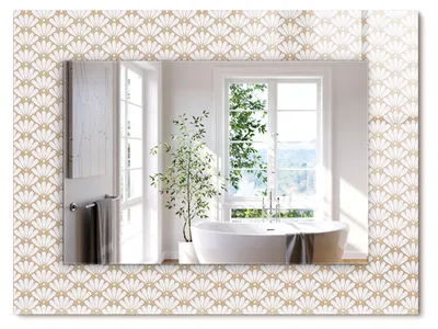 Produktbild von Geometrisches Muster Blume – Rechteckiger Spiegel mit Druck 80x60 cm – Modern - Dekorativ für die Wand