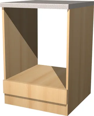 Produktbild von Flex-Well Herdumbauschrank, Buche Matt, 60x60x85 cm, zerlegt, aus melaminbeschichteter Spanplatte, für Herd-Backofen-Kombination, inkl. Arbeitsplatte, schmutzunempfindlich