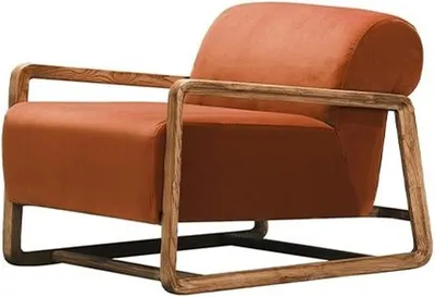 Produktbild von Sessel Einsitzer Sitzer Orange Holz Wohnzimmer Relaxsessel Design
