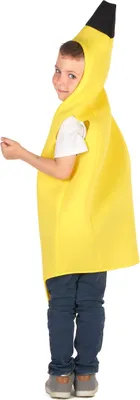 A young boy wearing a banana costume.