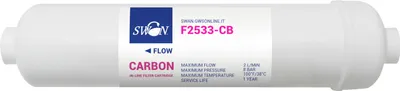 Produktbild von Swan Inline Aktivkohle Carbon Block CTO Wasserfilter 10 Zoll für Umkehrosmose, Filtersystem, Kühlschrankfilter (externe), 1/4“ Zoll (6,35 mm) Anschluss