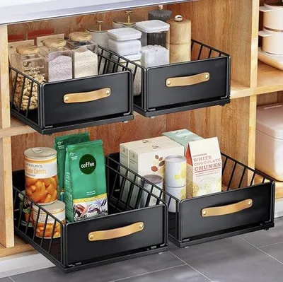 Immagine prodotto di Organizer metallico ribaltabile per armadio da cucina, 40 x 25 x 16 cm, con maniglia