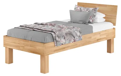 Produktbild von Einzelbett Buche 100x200 stabil hoch Massivholzbett Seniorenbett Zubehör wählbar V-60.81-10ohne Zubehör