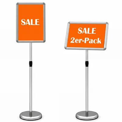 Productafbeelding van COSTWAY informatiehouder A3, draaibare menukaarthouder, posterhouder met vulbare voet, displaystandaard, bordhouder voor menu's, posters en reclame, zilver
