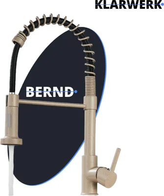 Produktbild von BERND | Gastronomie Beige schwenkbare Armatur | Edelstahl Wasserhahn Küche | Profi Mischbatterie 360 Grad drehbar mit Brause | Hochdruck 2 Anschlüsse