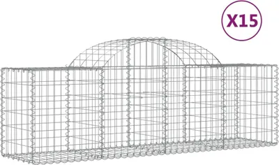 Produktbild von vidaXL Gabionen mit Hochbogen 15 Stk. 200x50x60/80 cm Verzinktes Eisen