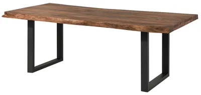 Produktbild von MASSIVMOEBEL24.DE Baumtisch Sheesham 180x90x77 grau gebeizt / U-Beine anthrazit matt FREEFORM 5