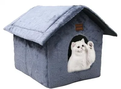 Produktbild von Tragbares Katzenhaus mit Plüschkissen – Faltbares, weiches Nest