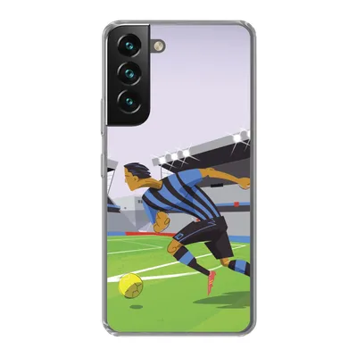 Produktbild von MuchoWow® Handyhülle Schutzhülle Hülle für Samsung Galaxy S22 Eine Illustration von Spielern, die in einem Stadion Fußball spielen - Junge - Mädchen - Kinder Silikon Softcase Handy Hülle - Mobiltelefonhülle