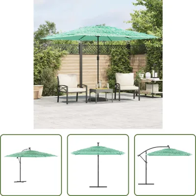 Image de The Living Store Parasol avec mât en acier Vert 290x290x238 cm