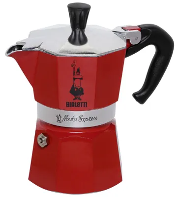 Zdjęcie produktu dla Bialetti Moka Express, Kawiarka moka, Czerwony, Aluminium, 3 kub., CE, 1 szt.