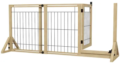 Immagine prodotto di Cancelletto per Cani Estensibile 112-159x70 cm con Porta e 2 Pannelli in Legno Naturale