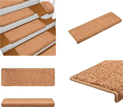 Image de vidaXL Tapis Marches d'escalier 15 pcs. 65x21x4 cm Marron - Tapis de marche - Tapis d'escalier - Tapis de marche d'escalier