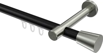Produktbild von Interdeco Innenlaufstange / Gardinenstange mit Innenlauf Schwarz / Edelstahl-Optik, Typ Prestige Sitra (Konus), 20 mm Ø 1-läufig, 140 cm