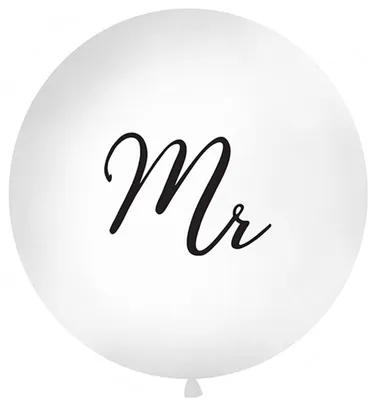 Produktbild von Riesenballon mit Aufdruck Mr 1m weiß / schwarz