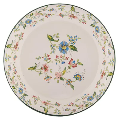 Productafbeelding van Clayre & Eef Onderbord, diameter 30x3 cm, beige, metaal, met bloemen
