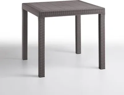 Produktbild von Quadratischer Tisch 80x80cm für den Garten im Freien aus Polypropylen-Rattan Dallas - Taubengrau
