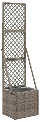 Zdjęcie produktu dla Donica ogrodowa z trellem Szary 35 x 30 x 135 cm polirattan