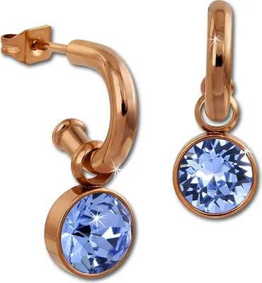 Image de Amello Boucles d'oreilles en acier fin Boucles d'oreilles bleu zirconia scintillant or rose ESOS51H